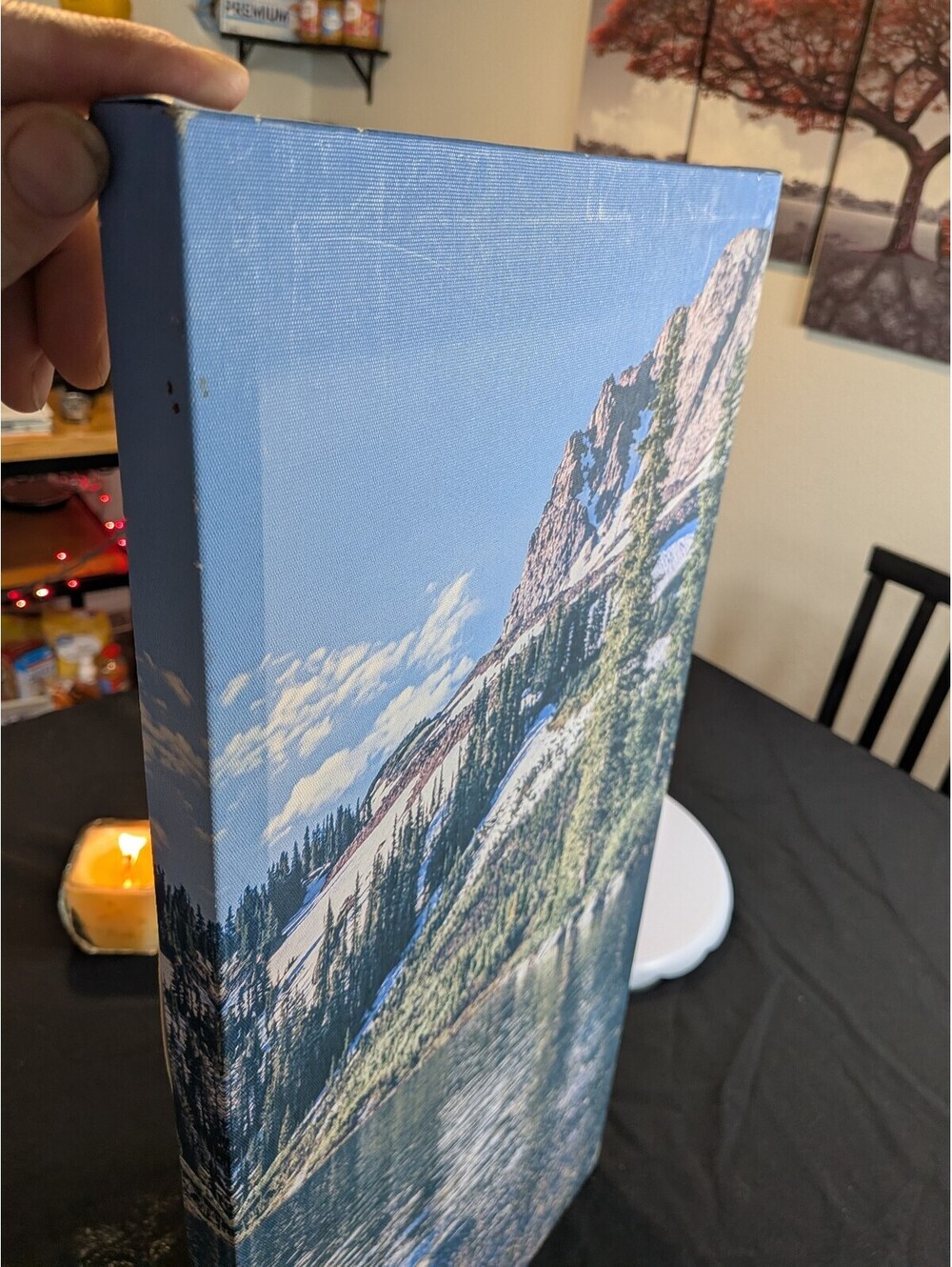 Mountain Lake Landscape Canvas Print Blue Sky Forest Scenic Nature Wall Art